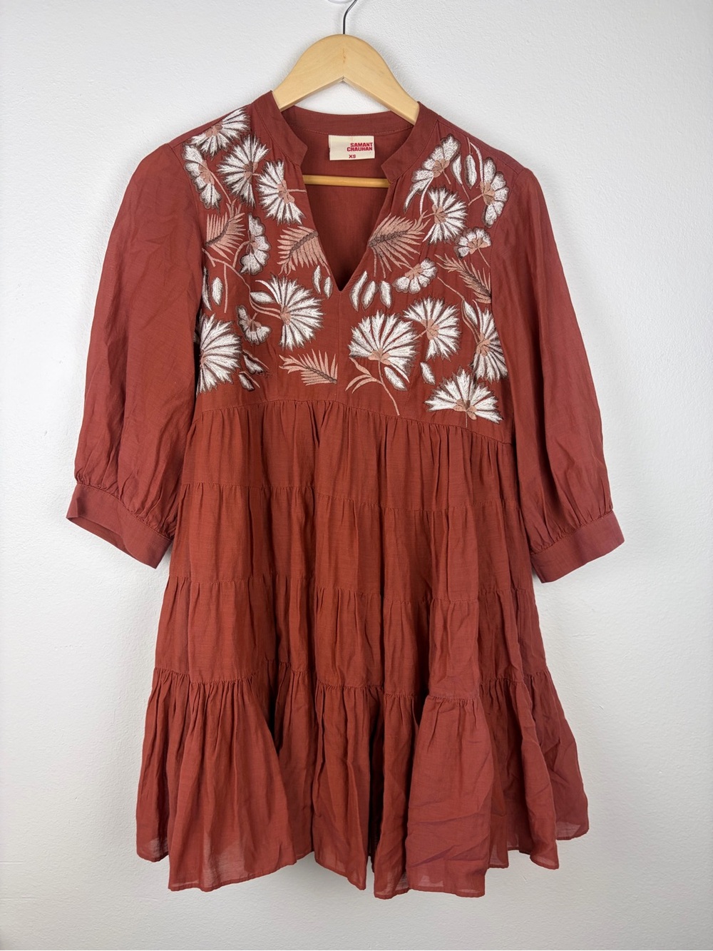 Anthropologie Samant Chauhan Embroidered Tunic Dress Sz XS G015